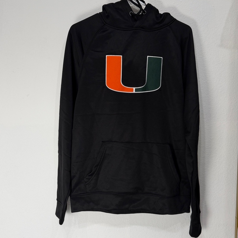 Colosseum Black Hoodie with Orange and Green Logo university MIAMI‎